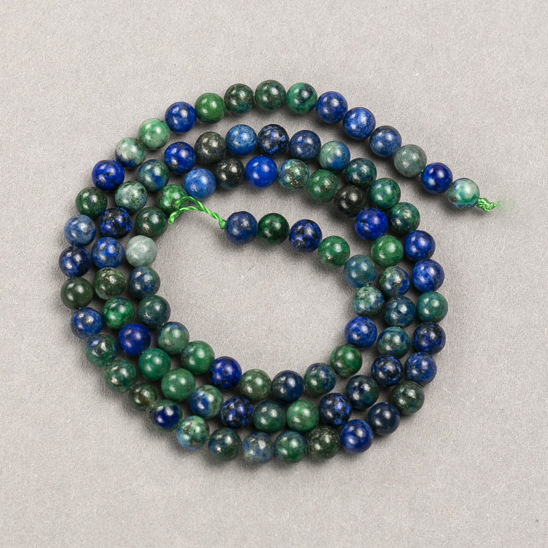 Azurite Beads on Thread, Smooth Round, 4.5 mm diameter, 39 cm length