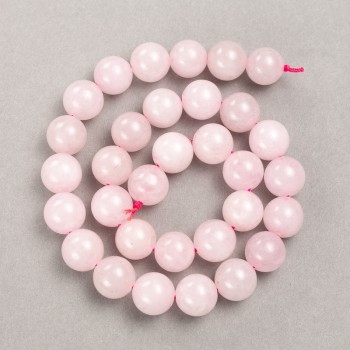 Beads on Thread Natural Pink Quartz Round Beads 12.5 mm diameter, length 39 cm