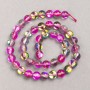 Opal Glass Beads on Thread - Smooth Round Beads, Raspberry Transparent, 8mm diameter, 39cm length