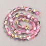 Beads on Thread Opal Glass Pink Transparent Smooth Sphere, 8mm diameter +-, length 39cm +