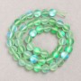 Opal Glass Beads on Thread Blue-Green Matte Smooth Sphere 8mm diameter ±, length 39cm ±