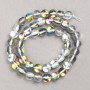 Opal Glass Beads on Thread Smooth White Transparent Holographic 8mm, 39cm length