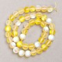 Opal glass beads on thread smooth ball yellow + transparent matte, diameter 8mm + -, length 39cm +