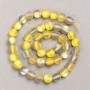Opal Glass Beads on Thread - Smooth Round 8mm Yellow & Gray Matte, 39cm Length