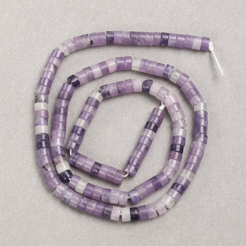 Amethyst Beads on Thread - Rondelle Natural Stone, 4×2.5 mm, 38 cm Length