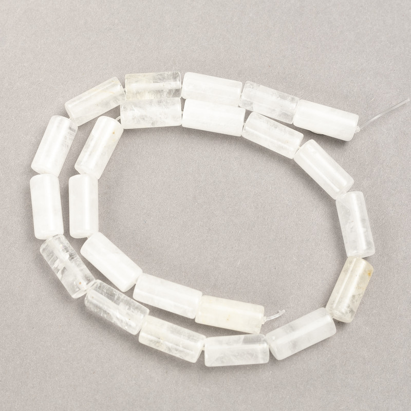 Natural Stone Beads on Thread Mountain Crystal Cylindrical 8x17 mm, length 39 cm