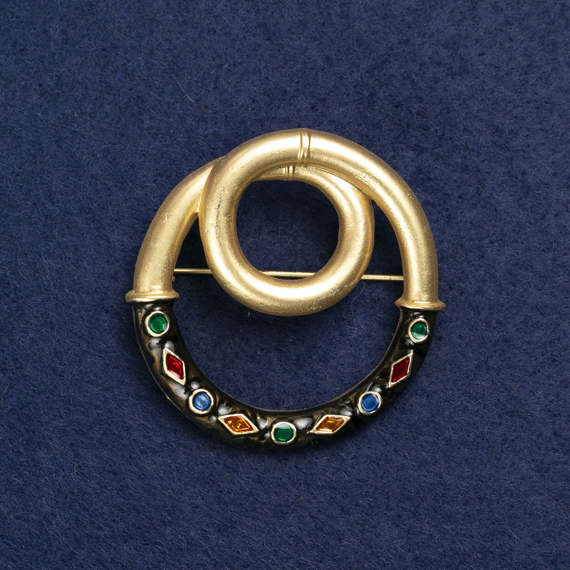 Brooch Accent with Golden Metal and Enamel 45mm +