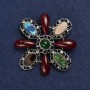 Brooch Accent with Silver Metal and Rhinestones, Assorted Stones (enameled) 62mm +