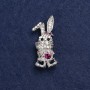 Brooch Rabbit Silver-toned metal and rhinestones 42x19 mm +