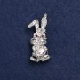Brooch Rabbit Silver-Tinish Metal and Rhinestones 42x19mm +