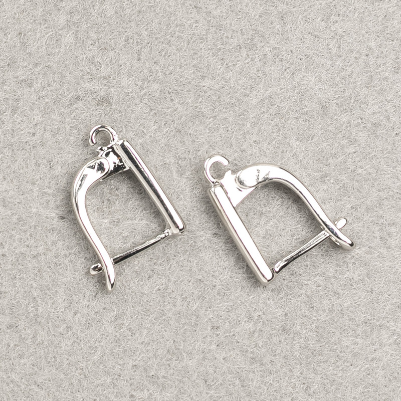 Earring hooks for earrings, silver-toned metal, 14×2.5 mm, pair