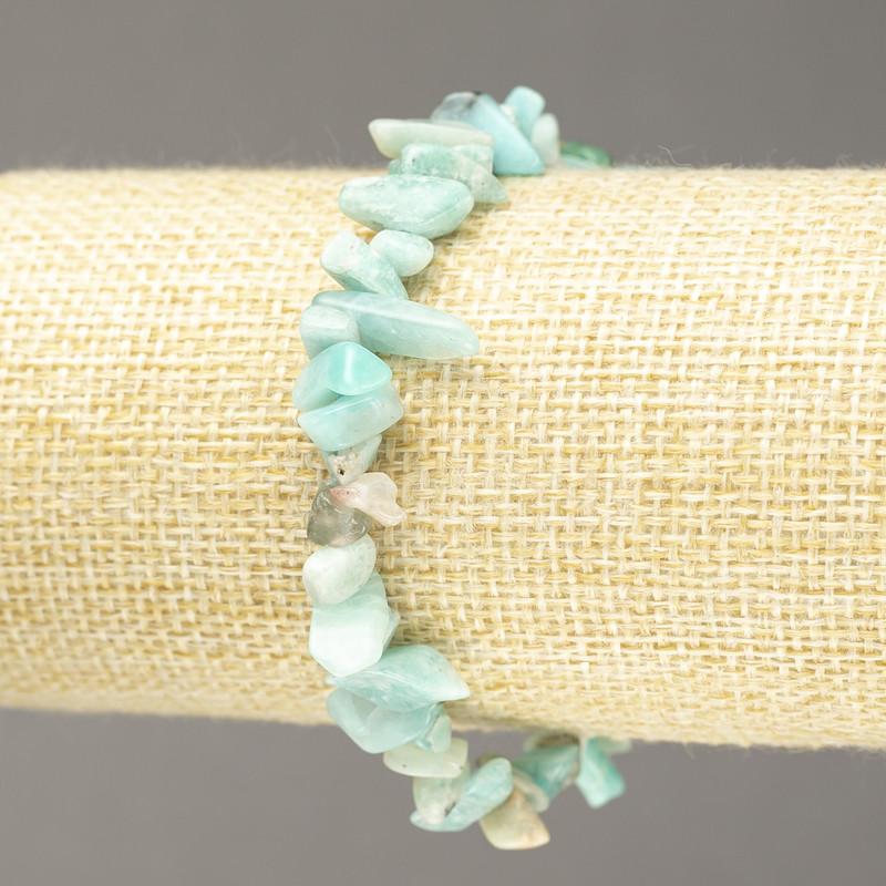Elastic bracelet with natural amazonite, chips, 7mm+ diameter