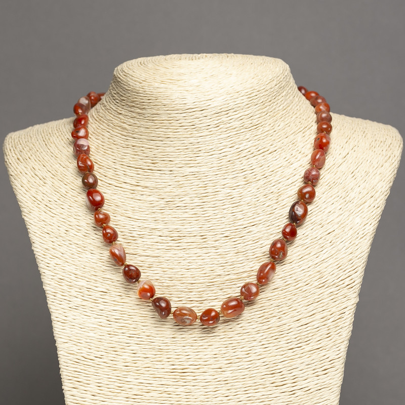 Carnelian Bead Necklace, faceted, 8x10mm, length 48-50cm