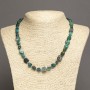 Chrysocolla Natural Stone Necklace—Rounded Beads, 8x9 mm, 45 cm length