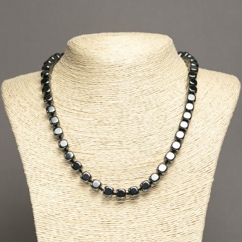 Hematite Bead Necklace Cubes, 8x8 mm, approx. 45 cm length