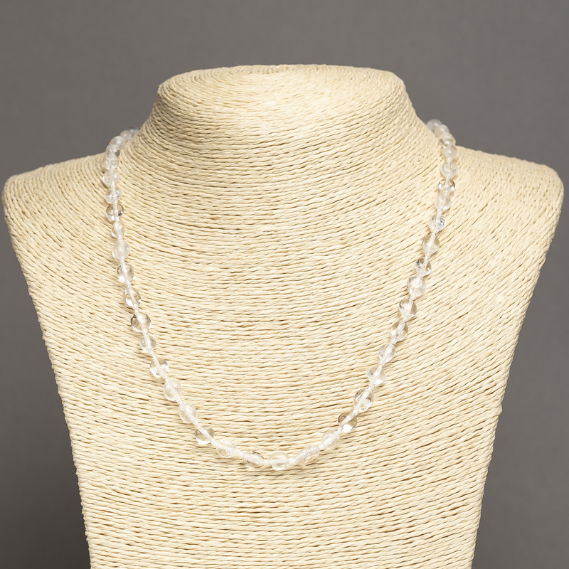 Natural Stone Beads Mountain Crystal Faceted, diameter 6x8mm±, length 45cm±
