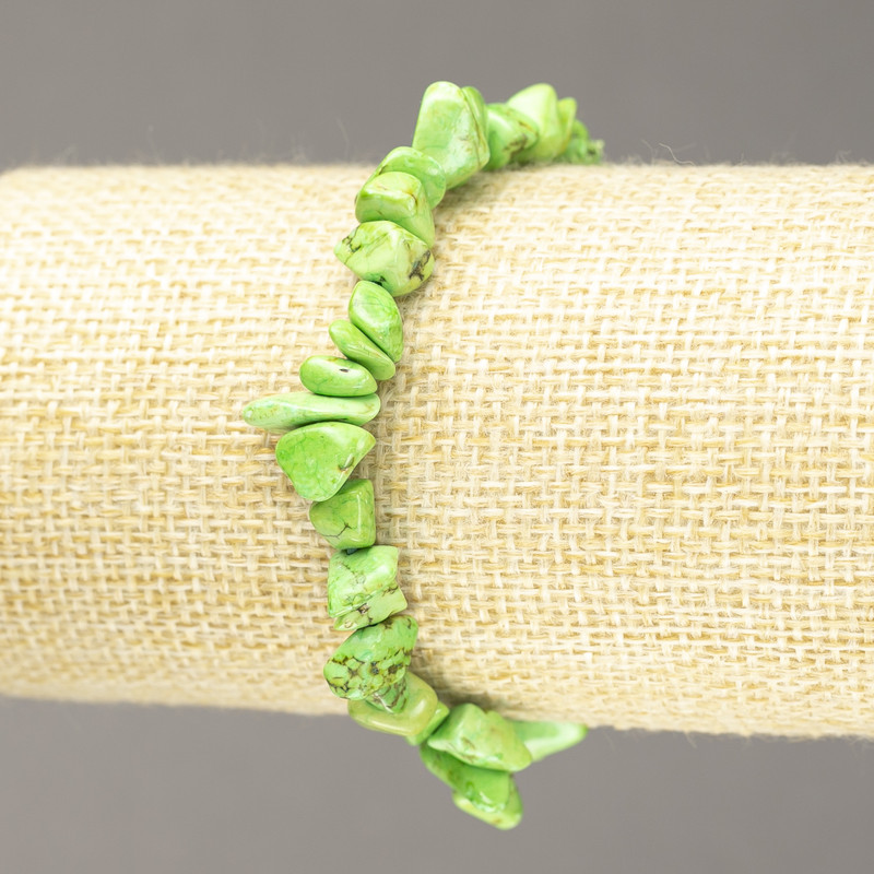 Elastic Turquoise-toned Gohliot Bead Bracelet 6mm+ diameter