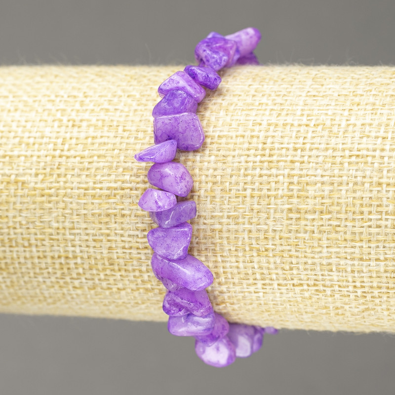 Elastic Bracelet with Purple Quartz Nugget Beads, 8mm+ diameter