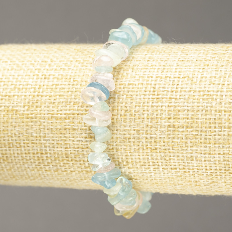 Morganite Bead Elastic Bracelet 10x3 mm