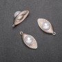 Pendant with Drop Leaf with Bead, diameter 15mm, length 30mm, silver-tone metal, pack of 4