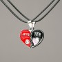  paired Heart pendants on cord enamel and crystals 25x14mm + -, length 45-50cm