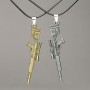 Matched Pendants Rifle On Cord 72x16mm + -, length 45-50cm