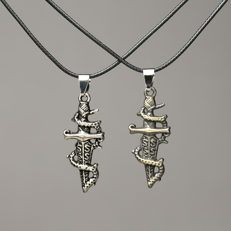 Pair Pendant Daggers on Cord 47×16mm, length 45-50cm