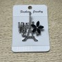 Brooch Paris silvered metal with rhinestones and blue crystals 40x35mm +