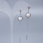 Stud Earrings Xuping with Mallorca Bead, 8 mm Diameter, ~7.5 cm Length, Rhodium-plated