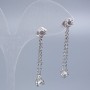 Xuping Stud Earrings with White Crystal and Mallorca Pearl, 6mm diameter, ~3.5 cm length, Rhodium-plated