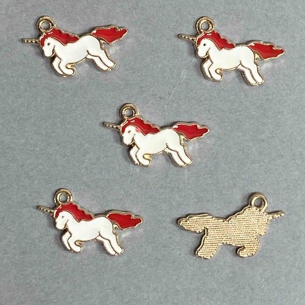 Pendant hardware Unicorn enamel finish 9 pcs. 22x12 mm