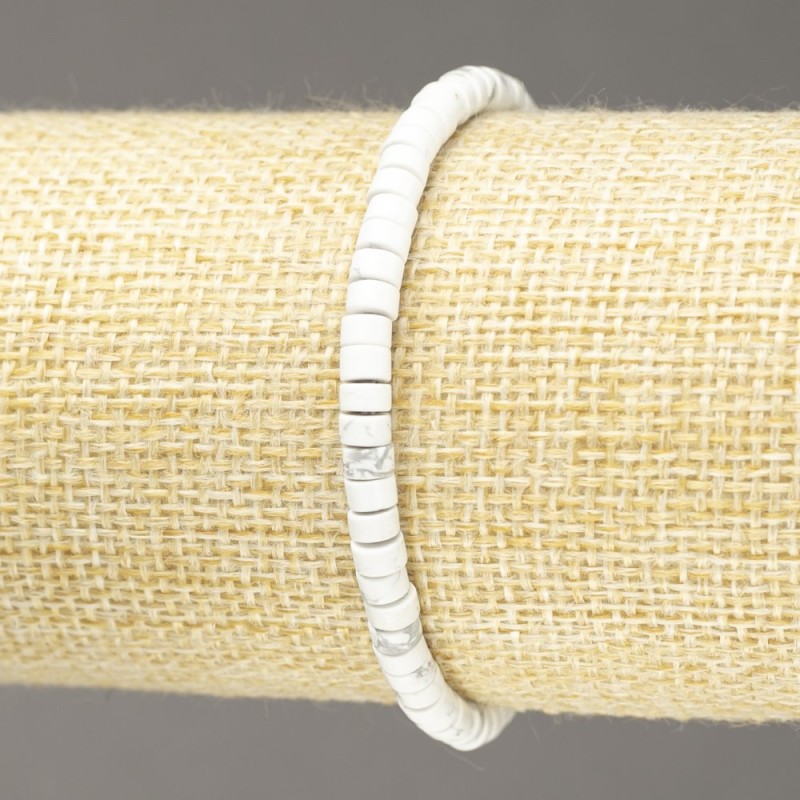 Elastic bracelet with natural Moonstone Kaoloon Rondelle, 4x2.5 mm ±, length 18 cm ±