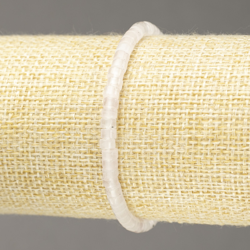 Elastic bracelet with natural stone Rose Quartz rondelle beads, diameter 4x2.5 mm, length 18 cm