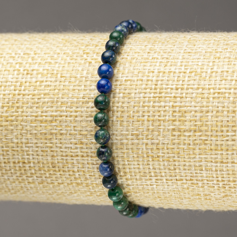 Bracelet on elastic natural Azurite smooth bead, diameter 4.5 mm+