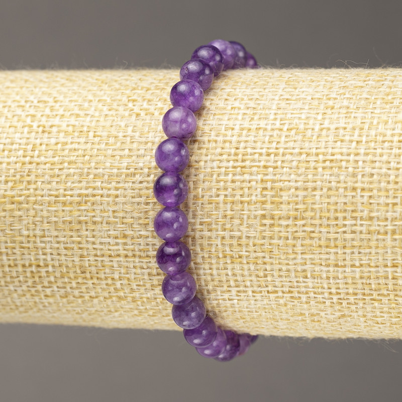 Lepidolite Bracelet (artificial) smooth bead, 6mm± diameter (stretch)