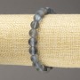Elastic Opal Glass Bracelet with Smooth Gray Beads 8mm +/-, length 18cm