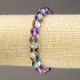 Elastic Opal Glass Bracelet with Smooth Purple Transparent Bead, 8mm diameter, length 18cm