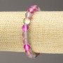 Elastic Bracelet with Opal Glass, smooth beads, pink-gray matte, diameter 8mm ±, length 18cm ±