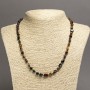 Necklace made of natural stones Tiger's Eye, Hawk's Eye, and Bull's Eye, faceted, 8×6 mm, length 45 cm