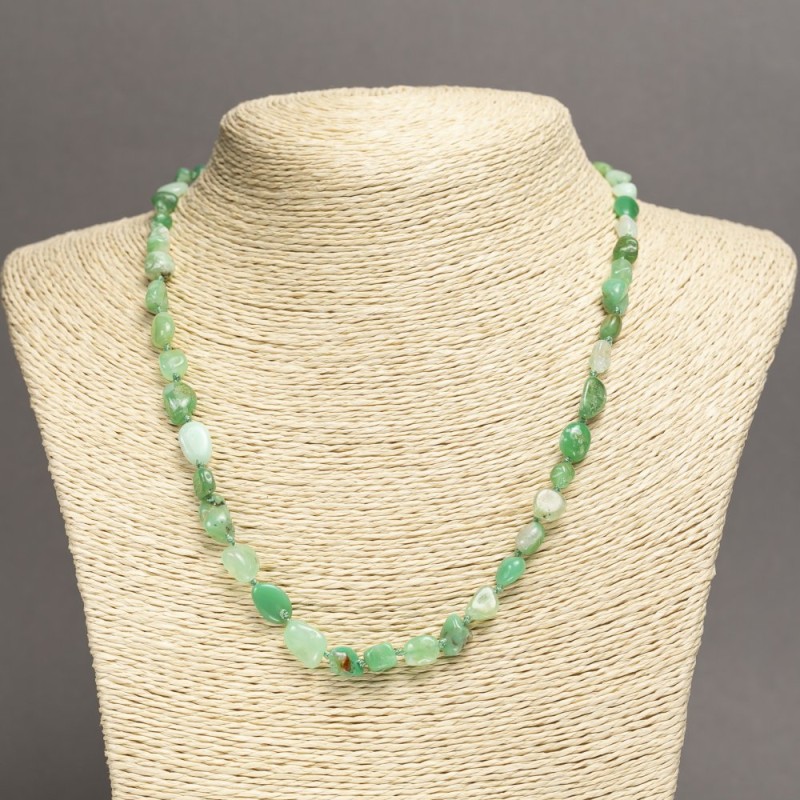 Chrysoprase Beads Necklace, tumbled, diameter 6×7 mm, length 45 cm