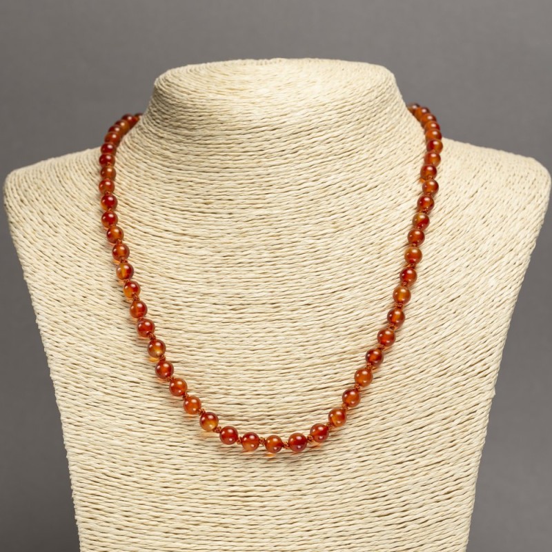 Carnelian Bead Necklace Smooth Round Beads, diameter 6mm, length 45cm