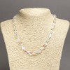 Opal Glass Necklace White Chameleon Faceted Beads, 10x7mm, diameter 10x7mm ±, length 45cm ±