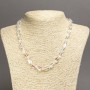 Opal Glass Necklace White Chameleon Faceted Beads, 10x7mm, diameter 10x7mm ±, length 45cm ±