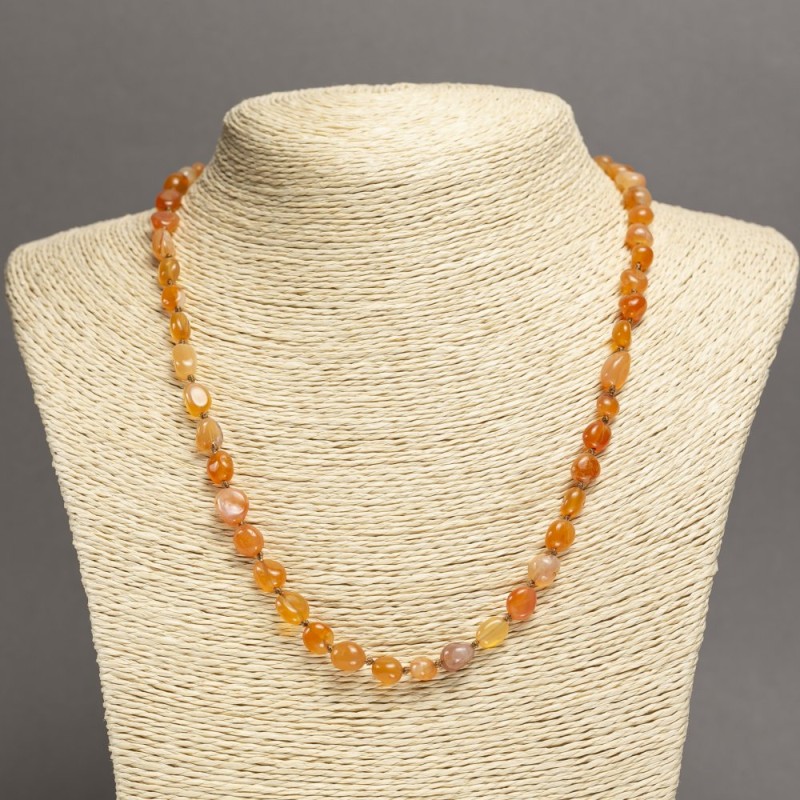 Carnelian Beads Necklace with faceted beads, diameter 9x7mm, length 45cm+