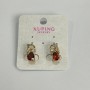 Xuping Earrings with Red Stones and White Rhinestones 8x15mm 18K Gold Plating