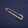 Brooch Pin with White Crystals 57x13mm Yellow Metal