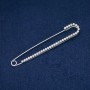 Brooch Pin with Gray Rhinestones, Silver Metal 16×101 mm