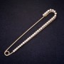 Brooch Pin 100x17mm with Rhinestones, Color White, Gold-Tone Metal