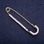 Brooch Pin with White Rhinestones 70x16mm Yellow Metal