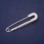 Brooch hairpin with white crystals 72x18mm silver metal